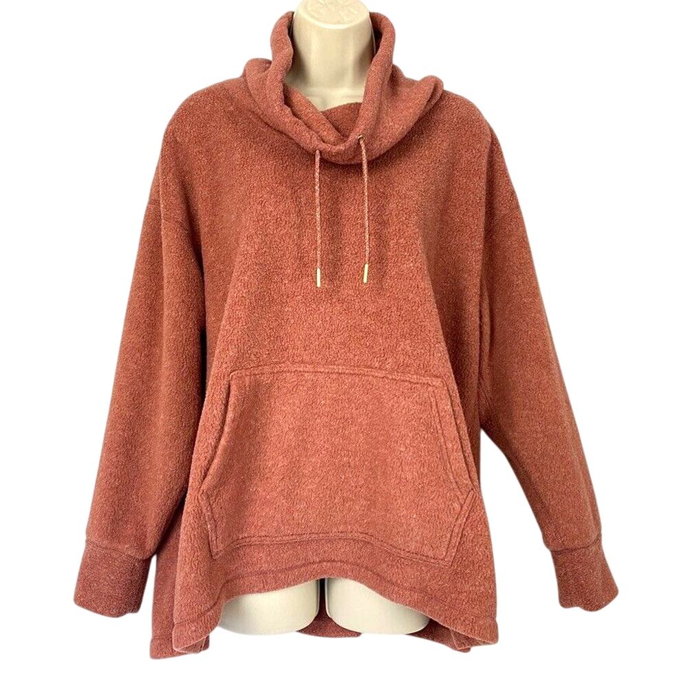 Nike Top Womens Medium Therma Fit Sherpa Fleece Funnel Neck Cozy Pullover Red